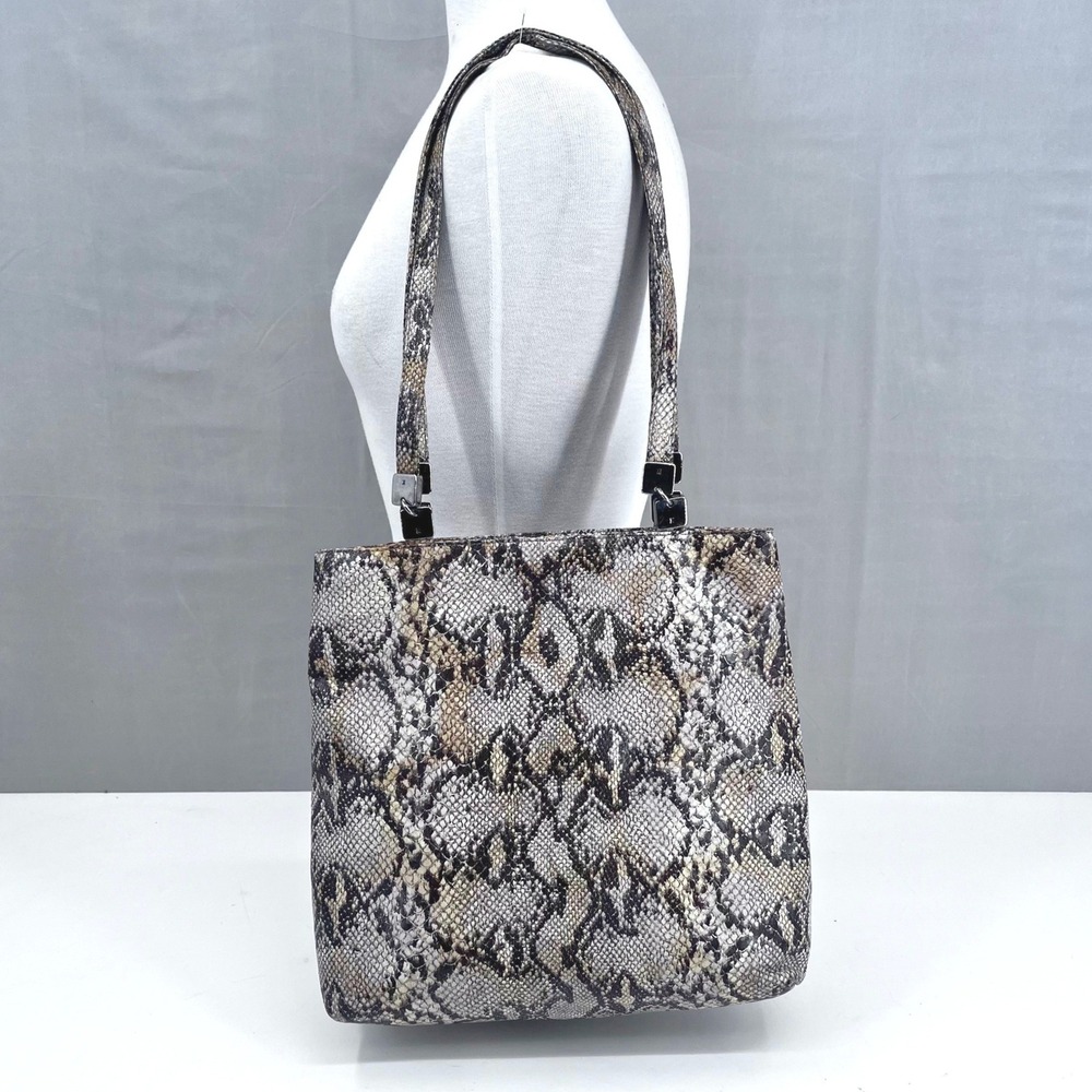 Vintage Paloma‎ Picasso Snakeskin Print Leather Shoulder Tote Bag Italy 90's